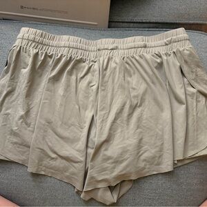 Khaki Nylon-Spandex Blend shorts